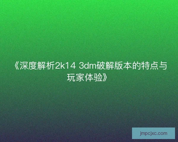 《深度解析2k14 3dm破解版本的特点与玩家体验》